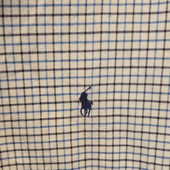 Ralph Lauren Classic Fit Button-Down Shirt XL Blue & Cream Check Cotton - Picture 3 of 5